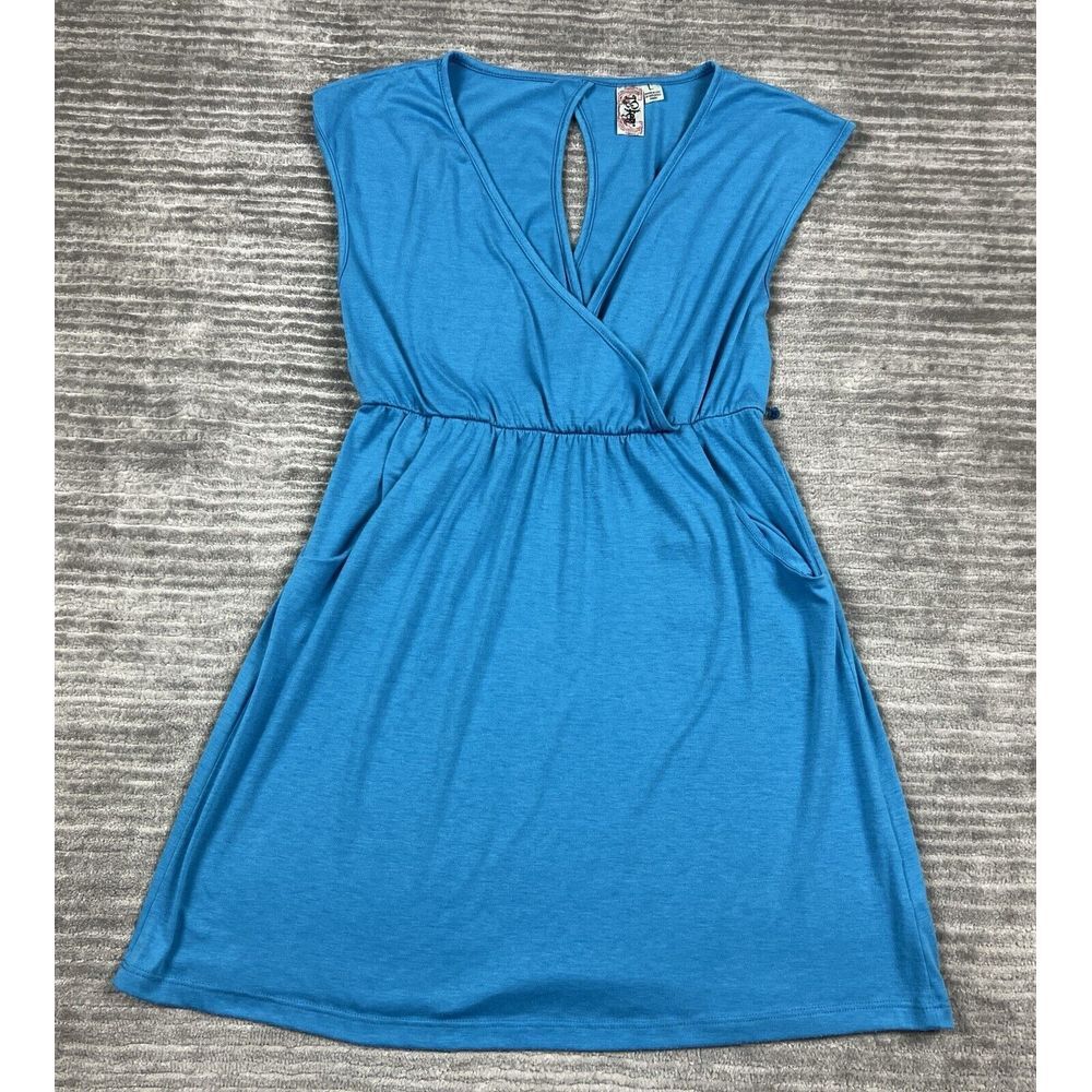 L8ter Dress Womens‎ Large Blue Sleeveless Pockets Short Empire Waist Casual